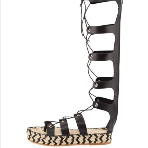 Loeffler Randall Sacha Leather Gladiator Espadrille Sandals Sz 8 - Picture 2 of 11